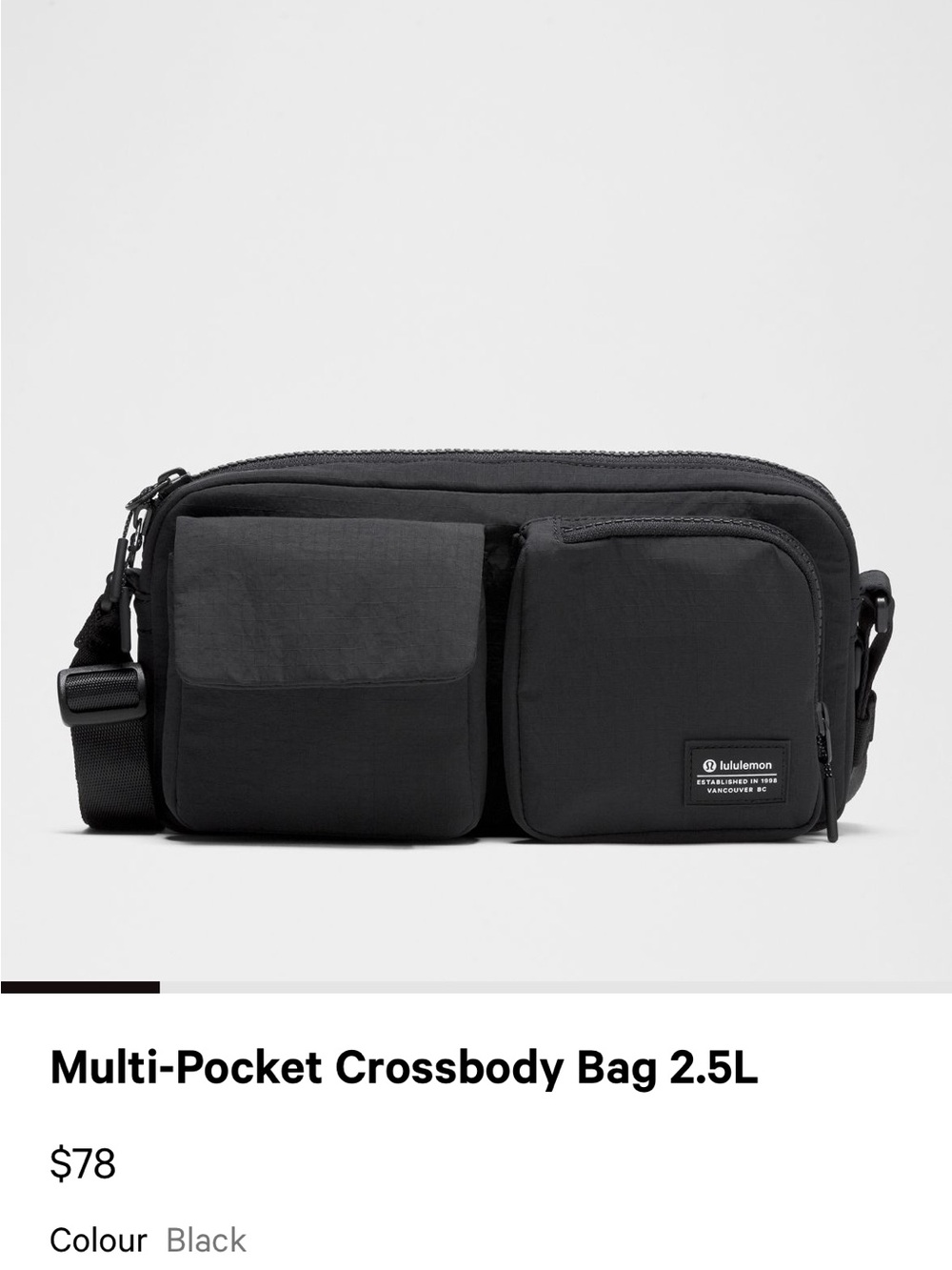 lululemon athletica Black Multi-Pocket Crossbody Bag